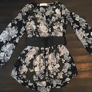 Stella Laguna beach floral romper plunge neck